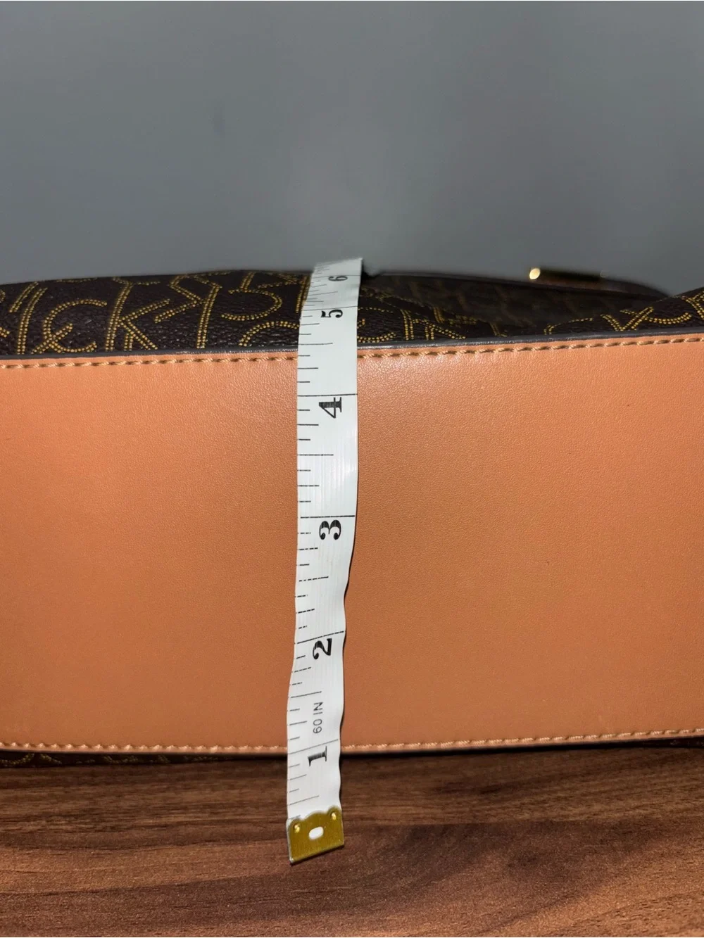 🥥Calvin Klein Brown Monogram Satchel with Tan Trim